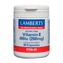 Vitamin e natural 400iu em 60 capsules feito por Lamberts complemento alimentar de vitamina e