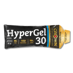 Hypergel 30 hydro with caffeine embalagem de 75g suplemento de gels e barrinhas feito por Crown Sport